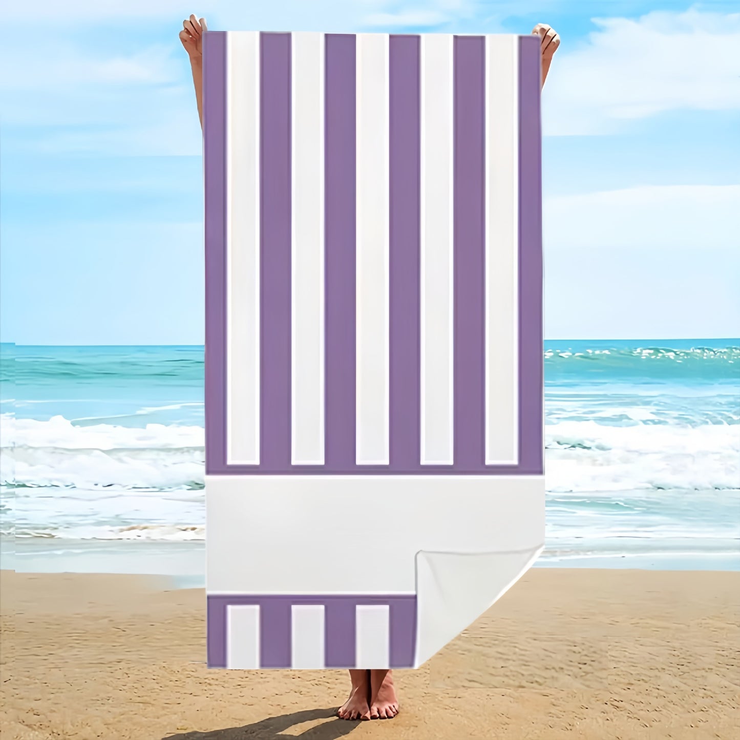 GiftoLuck Rainbow Striped Quick Dry Beach Towel Summer Holiday Travel Essential