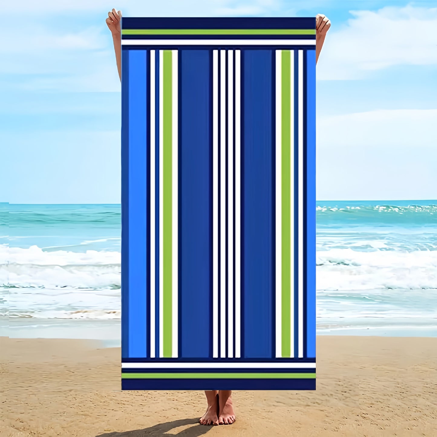 GiftoLuck Rainbow Striped Quick Dry Beach Towel Summer Holiday Travel Essential