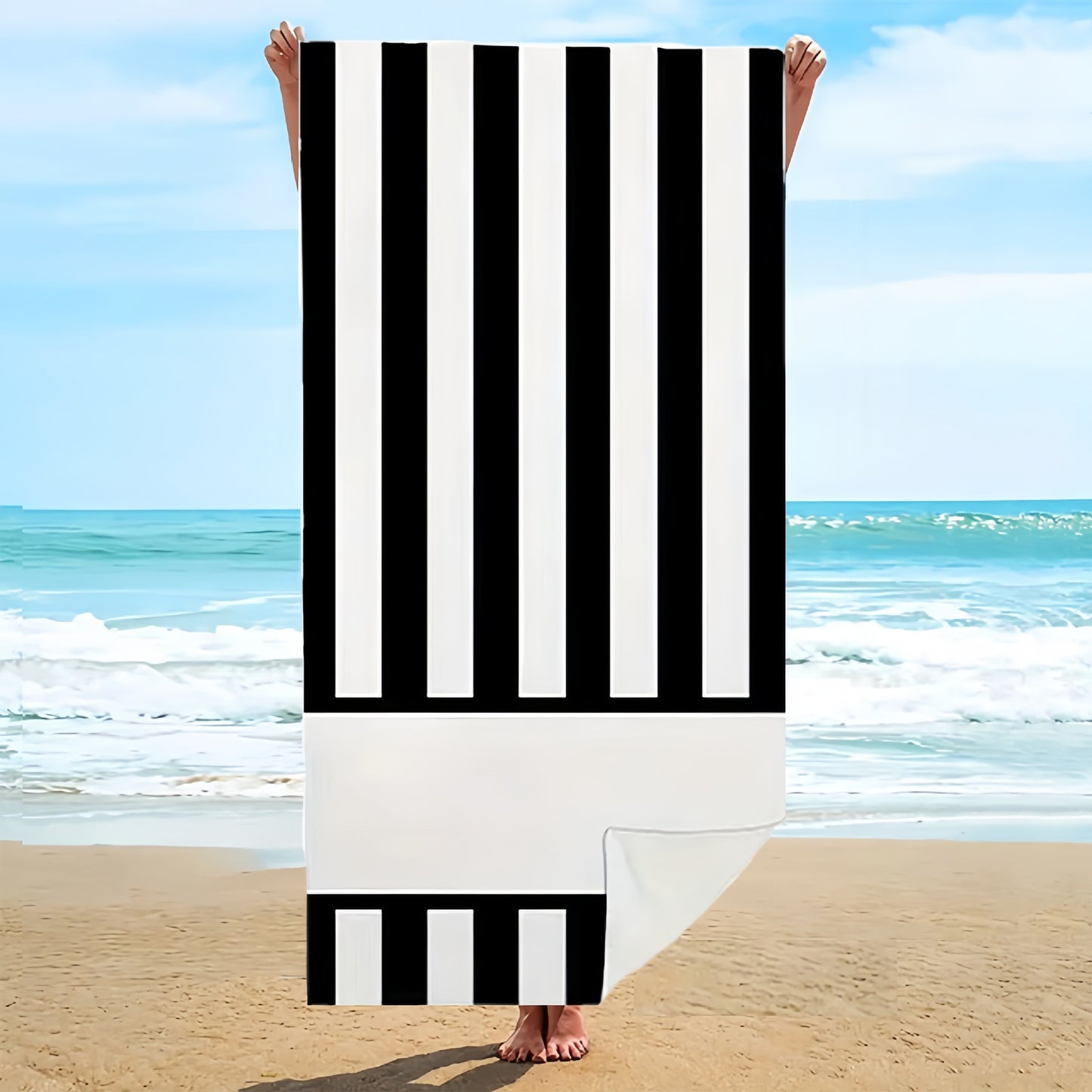 GiftoLuck Rainbow Striped Quick Dry Beach Towel Summer Holiday Travel Essential