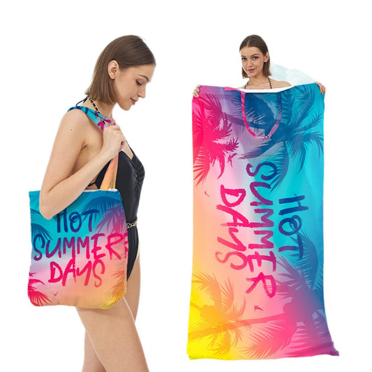 GifitoLuck Beach Towel Bag, Foldable Tropical Quick-Dry Towel Shoulder Bag, Soft Absorbent Summer Travel & Beach Gift for Girls, Mum or Grandma