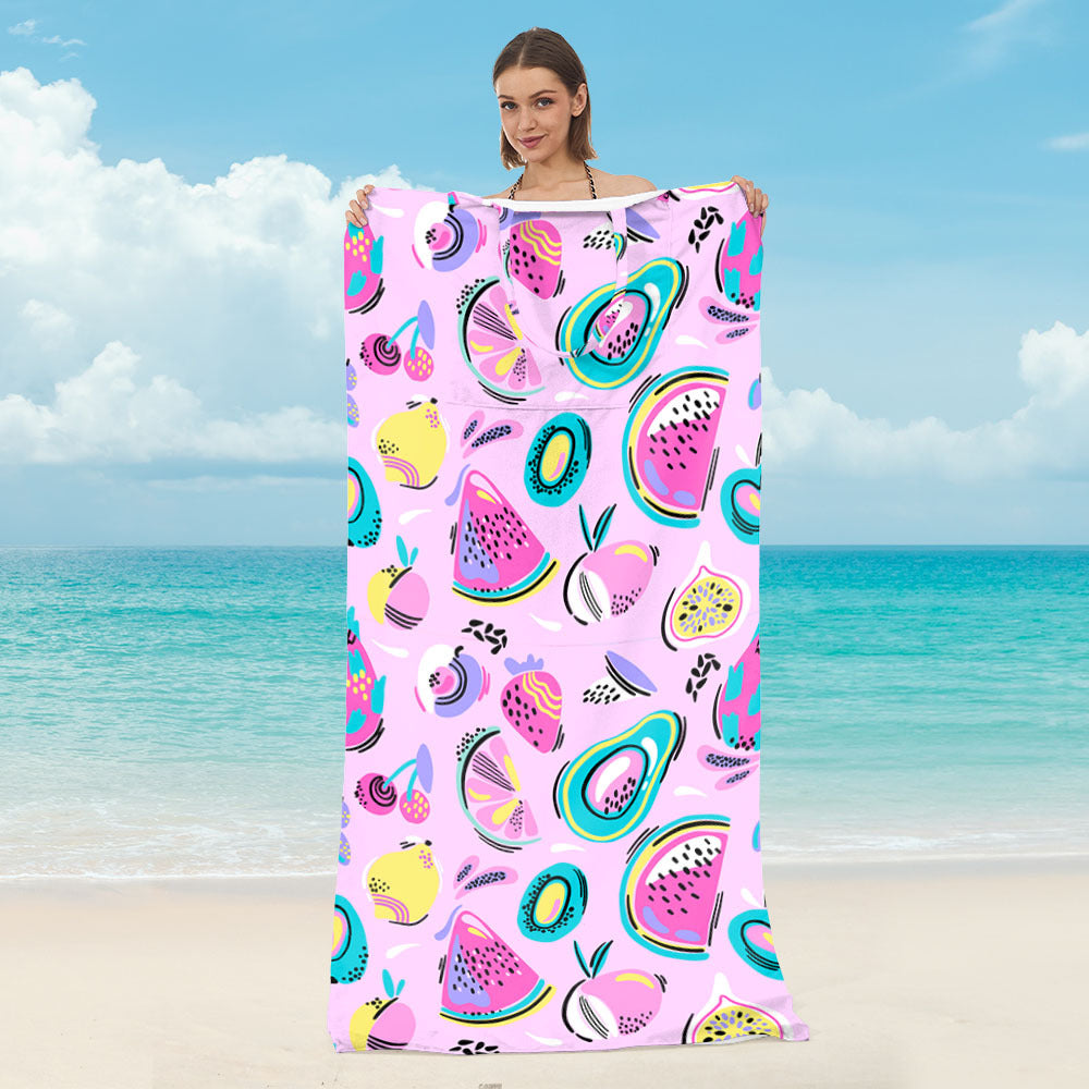 GifitoLuck Beach Towel Bag, Foldable Tropical Quick-Dry Towel Shoulder Bag, Soft Absorbent Summer Travel & Beach Gift for Girls, Mum or Grandma