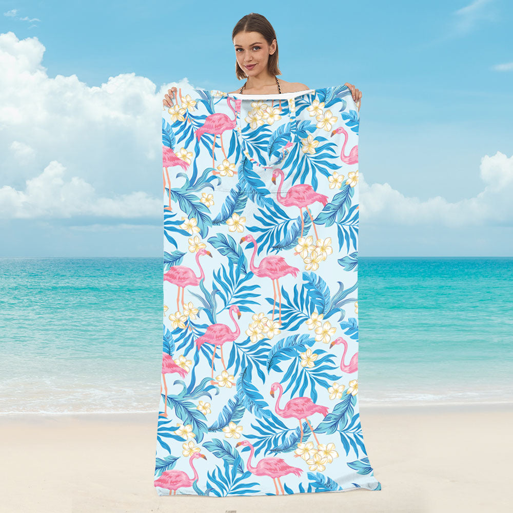 GifitoLuck Beach Towel Bag, Foldable Tropical Quick-Dry Towel Shoulder Bag, Soft Absorbent Summer Travel & Beach Gift for Girls, Mum or Grandma