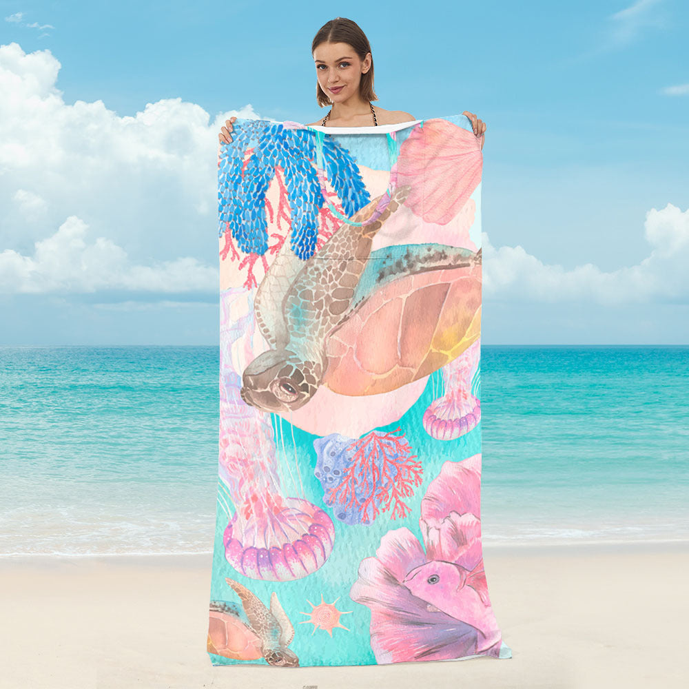 GifitoLuck Beach Towel Bag, Foldable Tropical Quick-Dry Towel Shoulder Bag, Soft Absorbent Summer Travel & Beach Gift for Girls, Mum or Grandma
