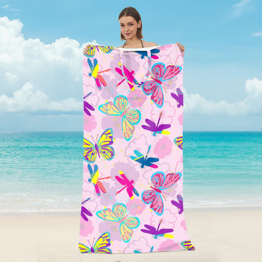 GifitoLuck Beach Towel Bag, Foldable Tropical Quick-Dry Towel Shoulder Bag, Soft Absorbent Summer Travel & Beach Gift for Girls, Mum or Grandma