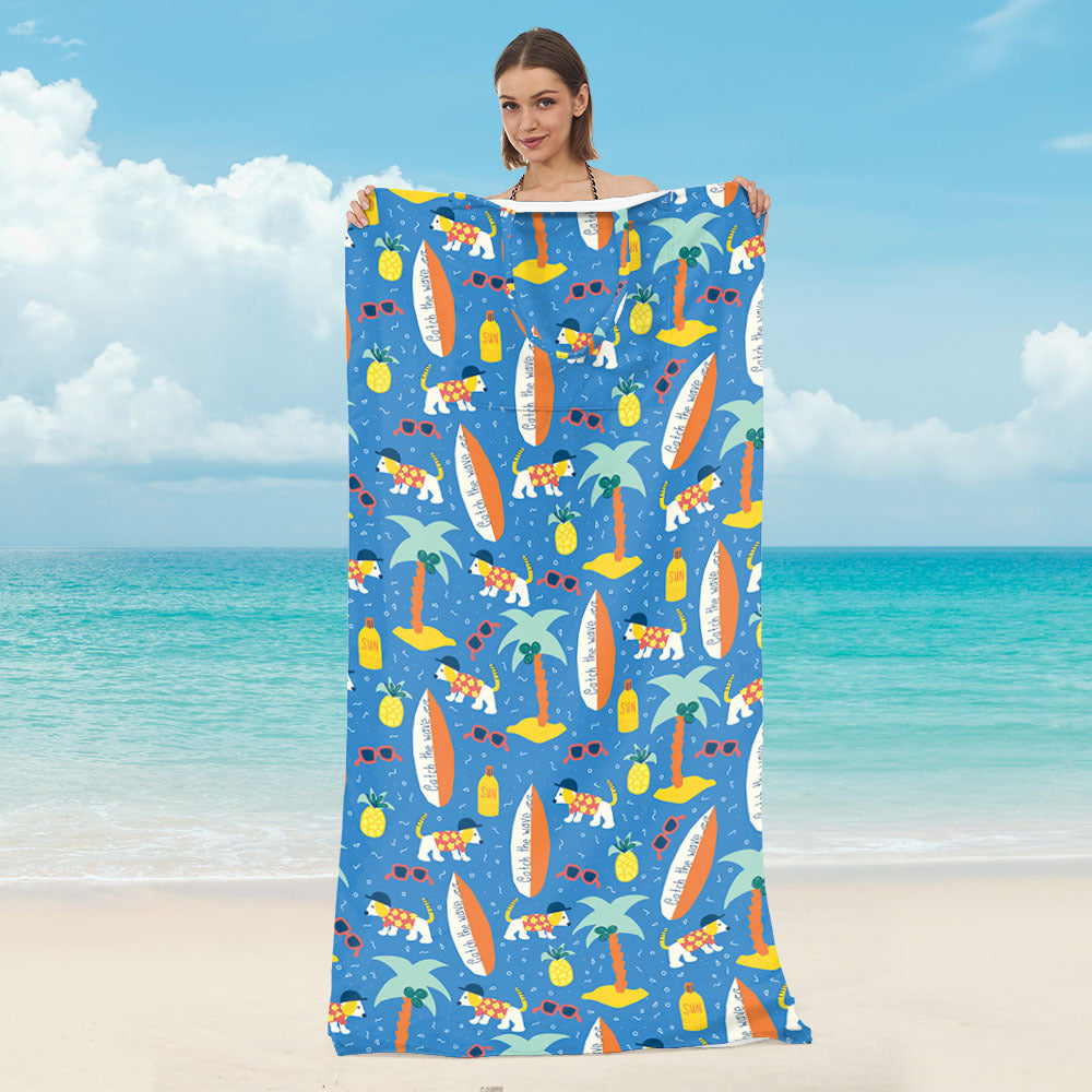 GifitoLuck Beach Towel Bag, Foldable Tropical Quick-Dry Towel Shoulder Bag, Soft Absorbent Summer Travel & Beach Gift for Girls, Mum or Grandma