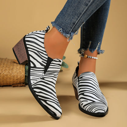 GifitoLuck Women’s Pointed Toe Chunky Heel Flats, Deep Mouth Smart Shoes for Work and Everyday Wear, All-Season Comfort Gift for Girls &Mum