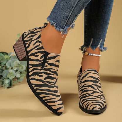 GifitoLuck Women’s Pointed Toe Chunky Heel Flats, Deep Mouth Smart Shoes for Work and Everyday Wear, All-Season Comfort Gift for Girls &Mum