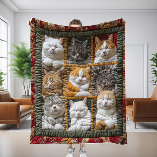 GiftoLuck Cute Cats Print Flannel Blanket Soft Cozy Throw for Sofa, Bed & Living Room