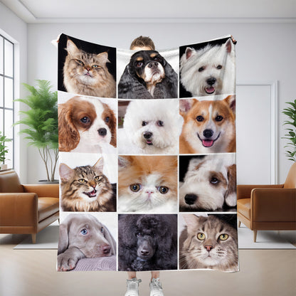 GiftoLuck Cute Cats Print Flannel Blanket Soft Cozy Throw for Sofa, Bed & Living Room