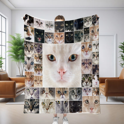 GiftoLuck Cute Cats Print Flannel Blanket Soft Cozy Throw for Sofa, Bed & Living Room