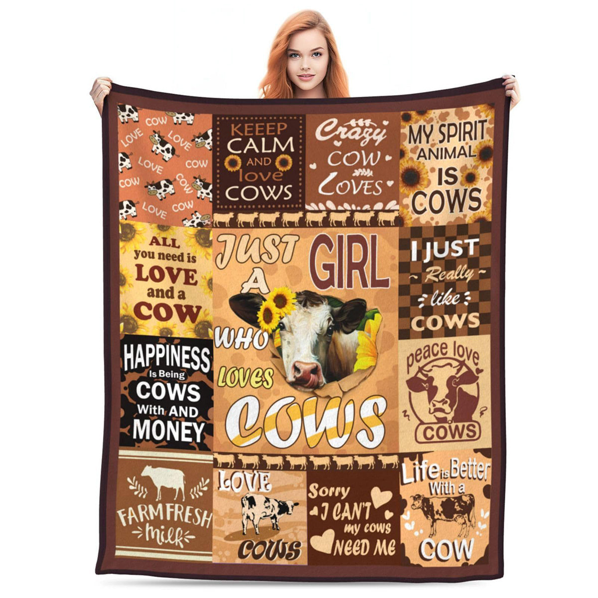 Just A  Girl Who Loves Highland Cow Print Flannel Blanket Soft Warm Multi-purpose Gift Throw Blanket For Sofa, Living Room,Bedroom All Seasons