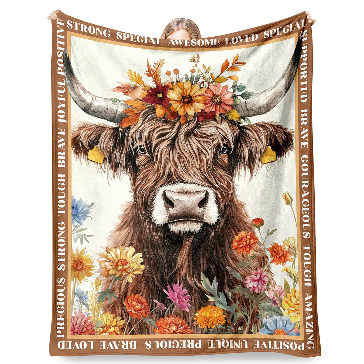 Just A  Girl Who Loves Highland Cow Print Flannel Blanket Soft Warm Multi-purpose Gift Throw Blanket For Sofa, Living Room,Bedroom All Seasons