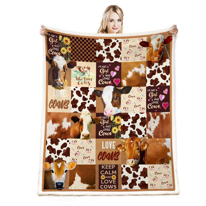 Just A  Girl Who Loves Highland Cow Print Flannel Blanket Soft Warm Multi-purpose Gift Throw Blanket For Sofa, Living Room,Bedroom All Seasons
