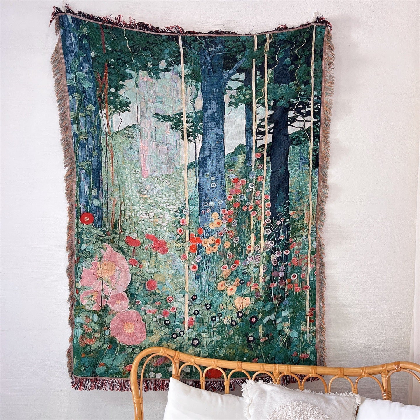 GifitoLuck Klimt Secret Garden Wall Tapestry Sofa Throw Blanket UK Home Decor