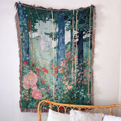 GifitoLuck Klimt Secret Garden Wall Tapestry Sofa Throw Blanket UK Home Decor