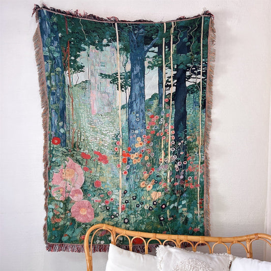 GifitoLuck Klimt Secret Garden Wall Tapestry Sofa Throw Blanket UK Home Decor