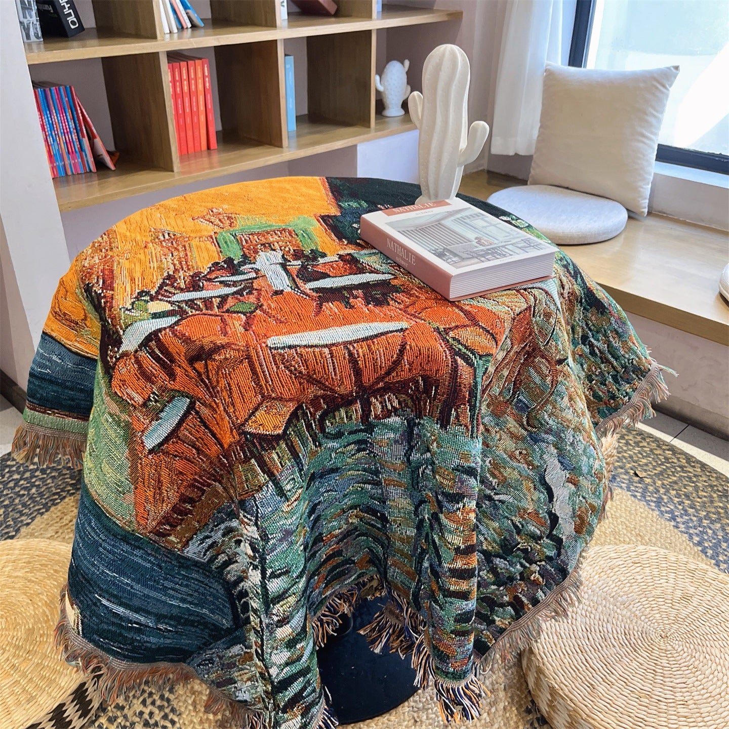 GifitoLuck Van Gogh Art Tapestry Knitted Fringe Tassel Sofa Throw Blanket