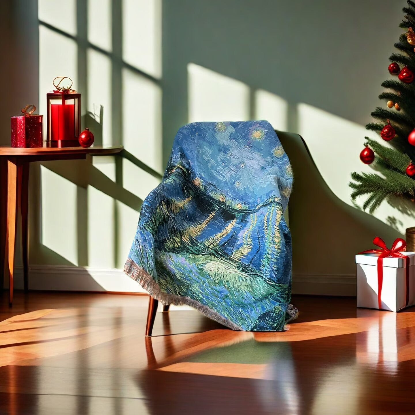 GifitoLuck Van Gogh Art Tapestry Knitted Fringe Tassel Sofa Throw Blanket