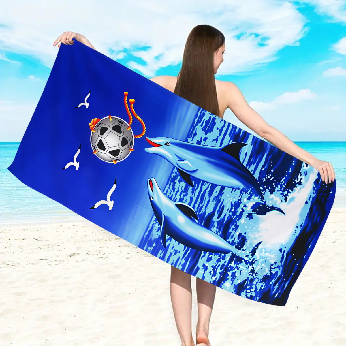 GiftoLuck Ocean Dolphin Turtle Beach Towel Quick Dry Microfiber Summer Travel Sand Free Bath Towel