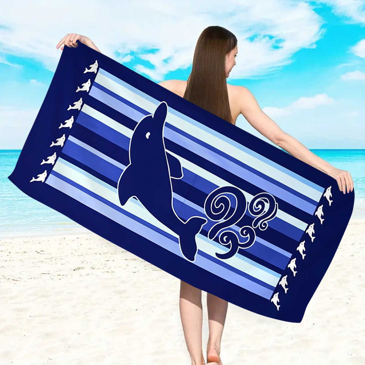 GiftoLuck Ocean Dolphin Turtle Beach Towel Quick Dry Microfiber Summer Travel Sand Free Bath Towel