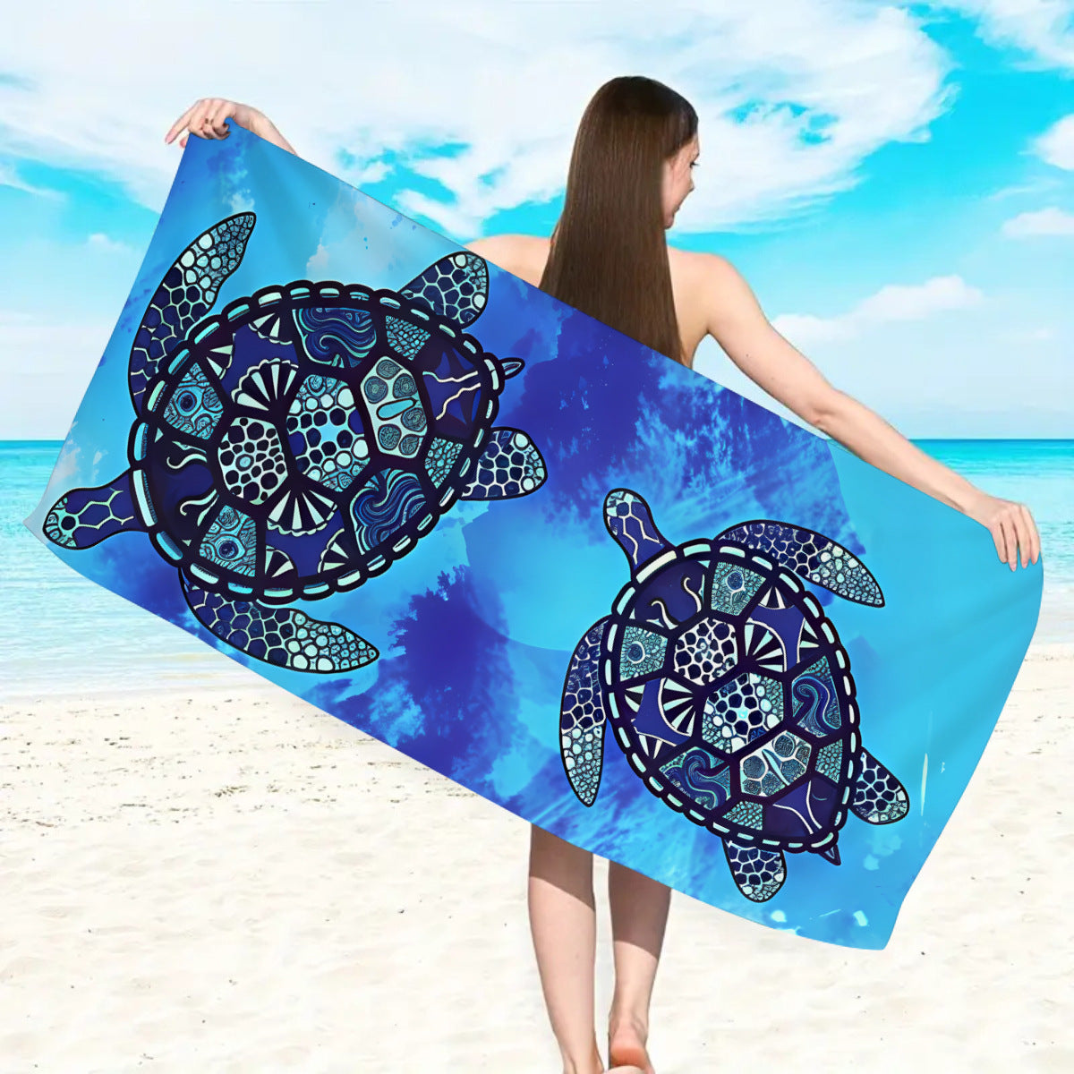 GiftoLuck Ocean Dolphin Turtle Beach Towel Quick Dry Microfiber Summer Travel Sand Free Bath Towel
