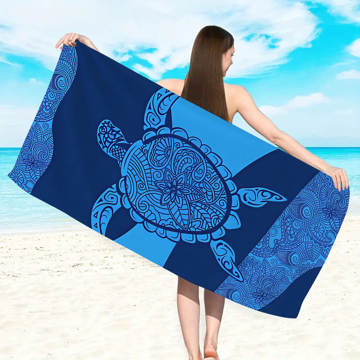 GiftoLuck Ocean Dolphin Turtle Beach Towel Quick Dry Microfiber Summer Travel Sand Free Bath Towel