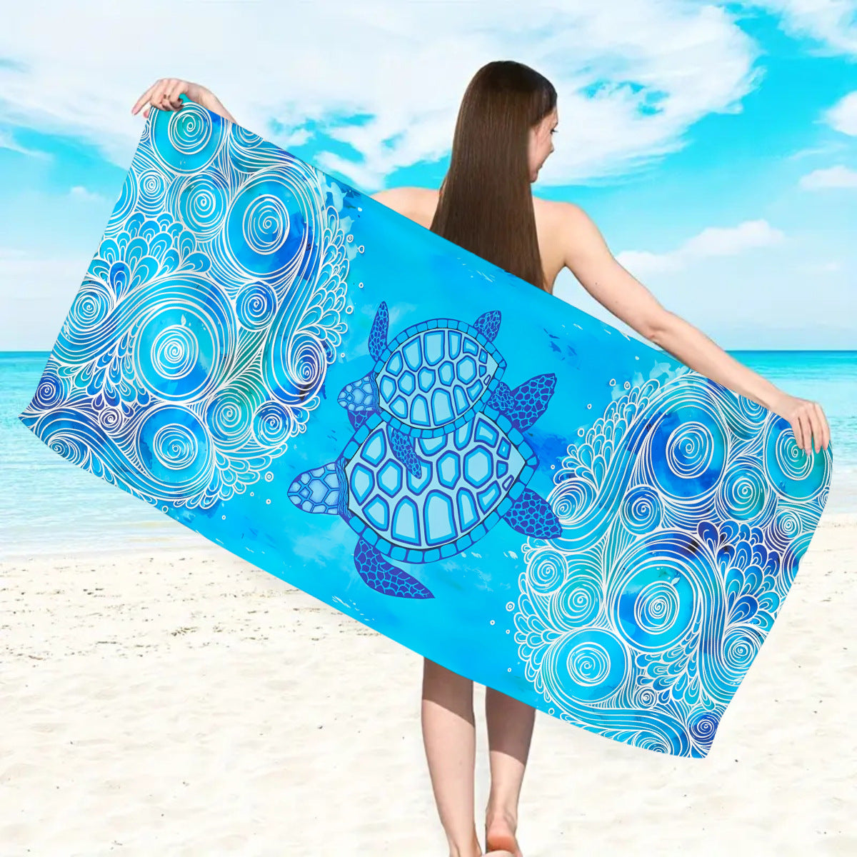 GiftoLuck Ocean Dolphin Turtle Beach Towel Quick Dry Microfiber Summer Travel Sand Free Bath Towel