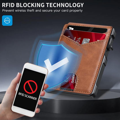 GiftoLuck Men's Minimalist Bifold Wallet: AirTag Compartment, RFID Blocking, Pop-Up 12-Card & Cash Holder
