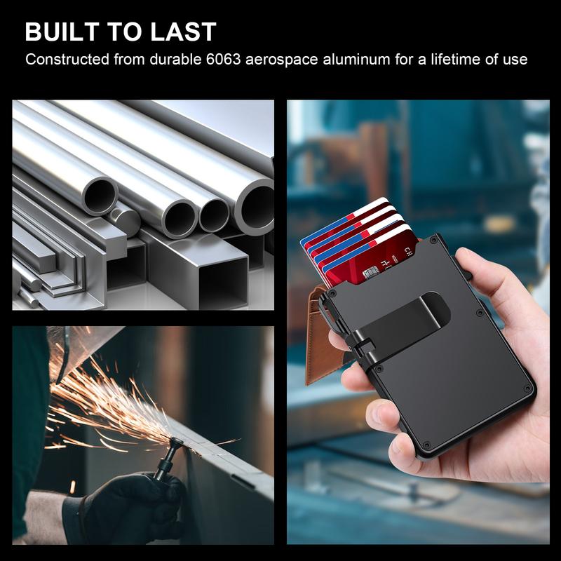 Men's Minimalist Bifold Wallet: AirTag Compartment, RFID Blocking, Pop-Up 12-Card & Cash Holder