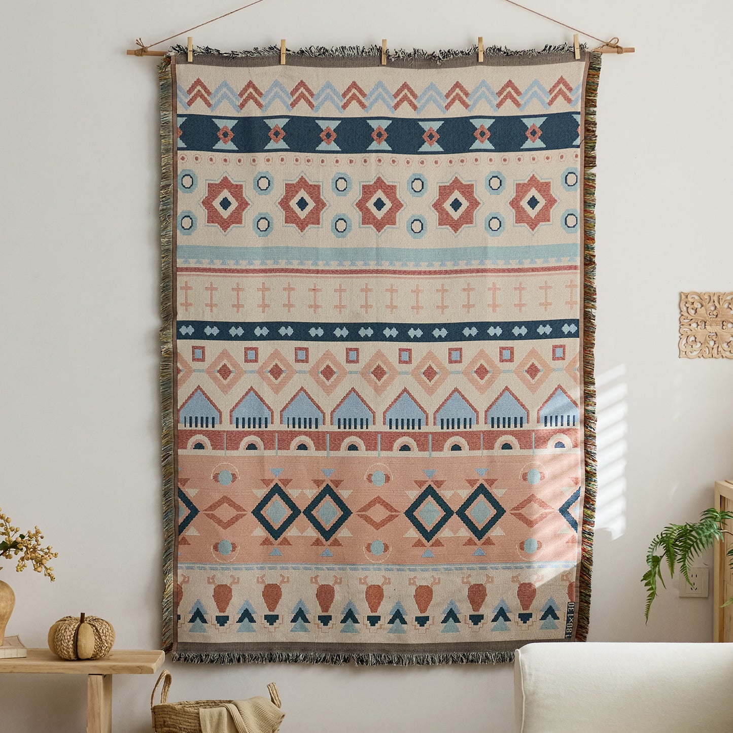 GifitoLuck Bohemian Sun Tapestry Wall Hanging Cotton Tassel Fabric Art Décor