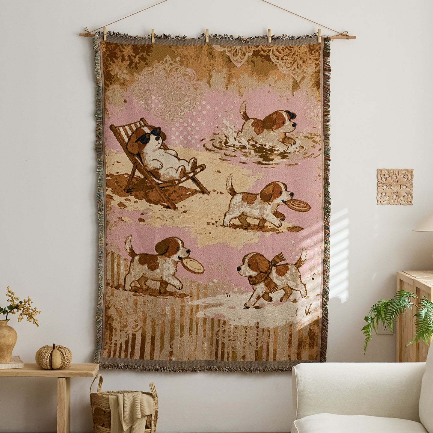 GifitoLuck Bohemian Sun Tapestry Wall Hanging Cotton Tassel Fabric Art Décor