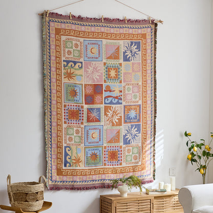 GifitoLuck Bohemian Sun Tapestry Wall Hanging Cotton Tassel Fabric Art Décor