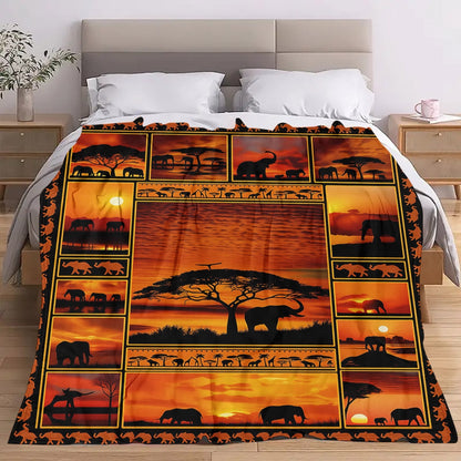 Aonana African Sunset Flannel Throw Blanket