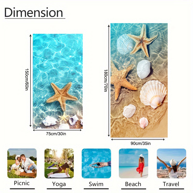 Aonana Starfish & Seahorse Quick-Dry Beach Towel