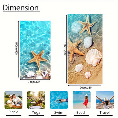 Aonana Starfish & Seahorse Quick-Dry Beach Towel