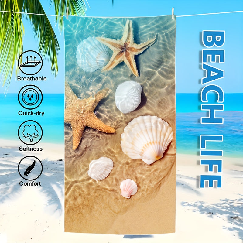 Aonana Starfish & Seahorse Quick-Dry Beach Towel