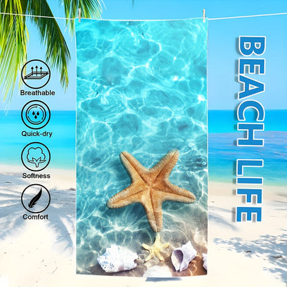 Aonana Starfish & Seahorse Quick-Dry Beach Towel