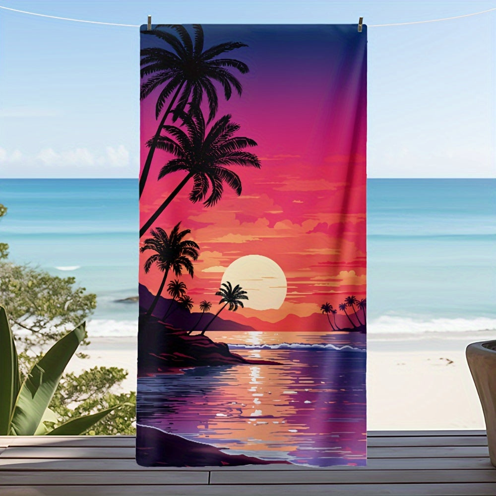 Aonana Coconut Trees Sunset Glow Beach Towel