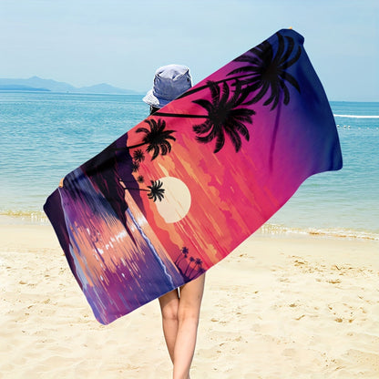 Aonana Coconut Trees Sunset Glow Beach Towel