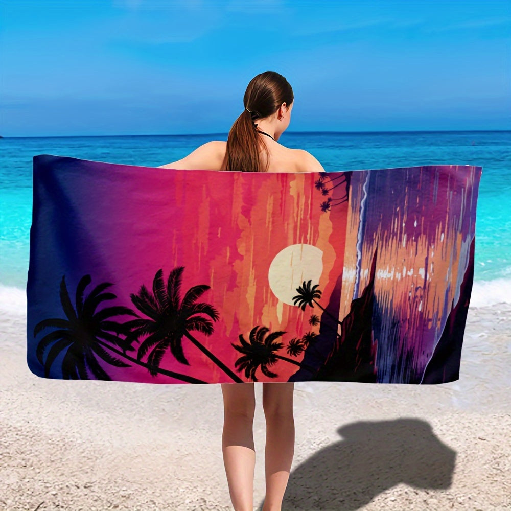 Aonana Coconut Trees Sunset Glow Beach Towel