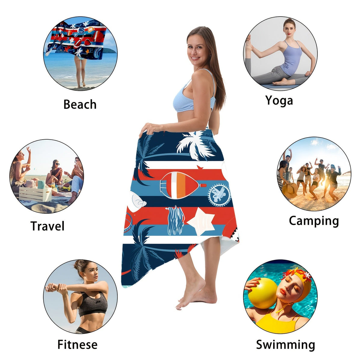 Aonana Coconut Trees Baseball Sports Beach Towel