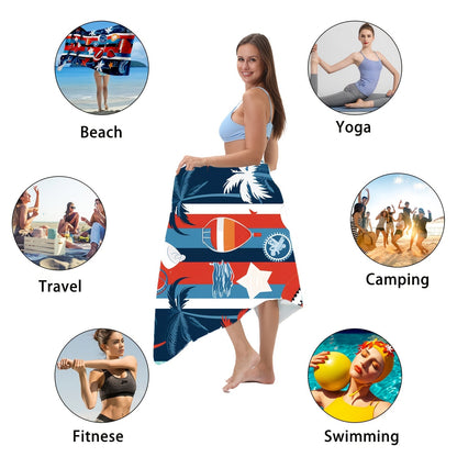 Aonana Coconut Trees Baseball Sports Beach Towel