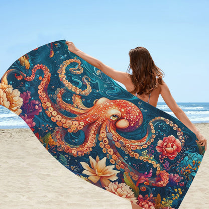 Aonana Octopus Printed Quick-Dry Beach Towel