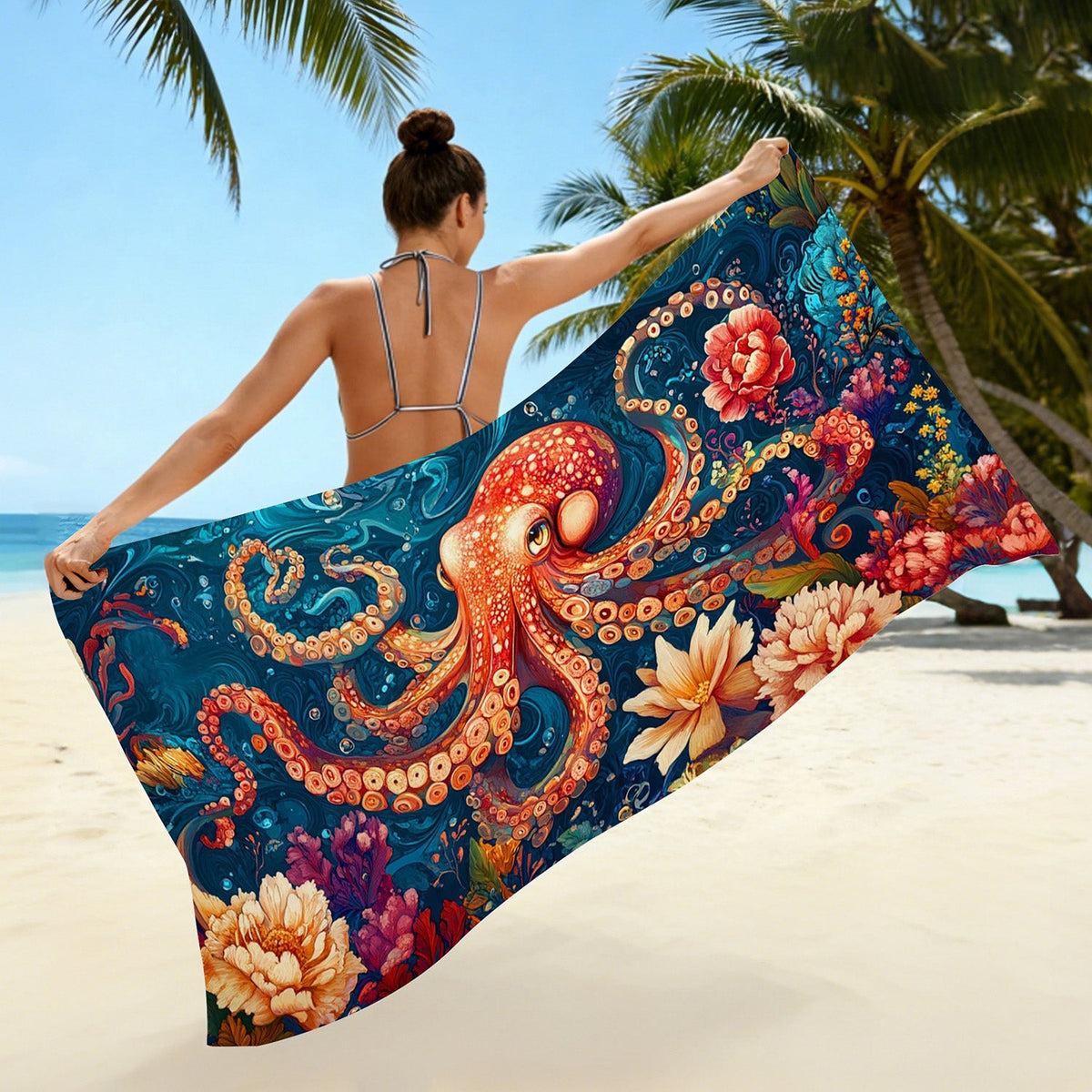 Aonana Octopus Printed Quick-Dry Beach Towel