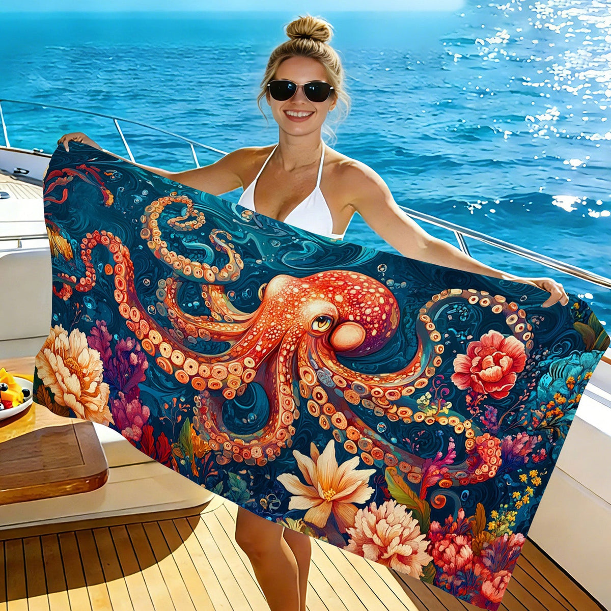 Aonana Octopus Printed Quick-Dry Beach Towel