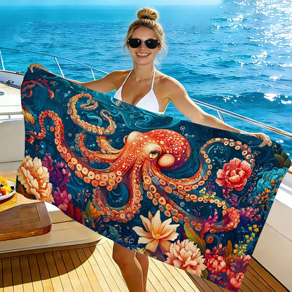 Aonana Octopus Printed Quick-Dry Beach Towel