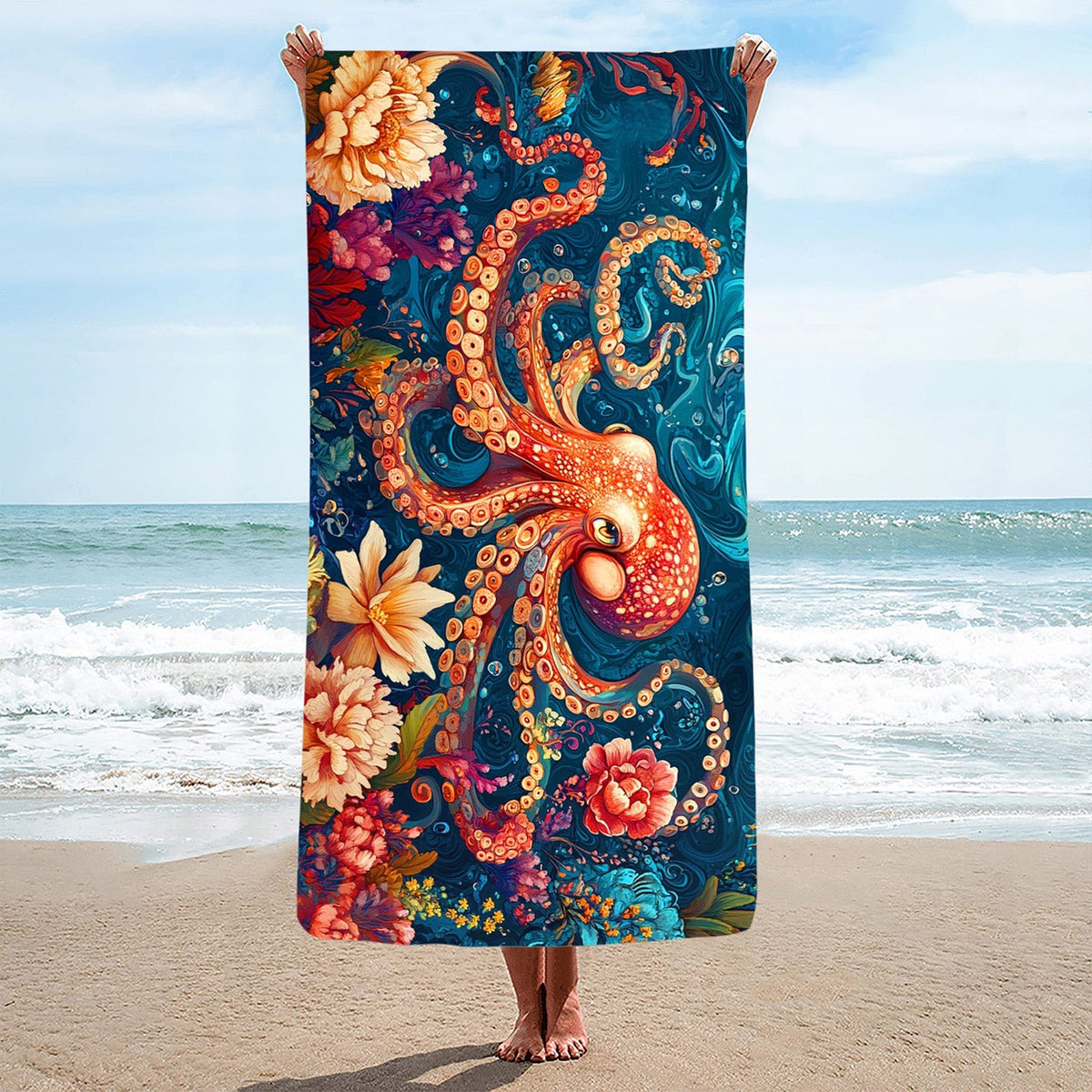 Aonana Octopus Printed Quick-Dry Beach Towel