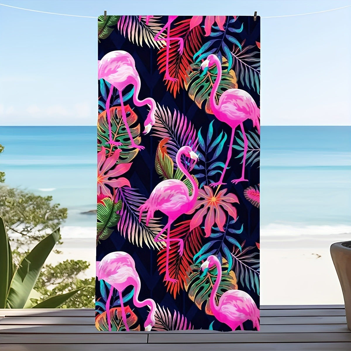 Aonana Flamingo Printed Quick-Dry Beach Towel