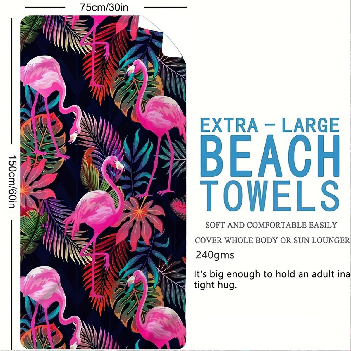 Aonana Flamingo Printed Quick-Dry Beach Towel