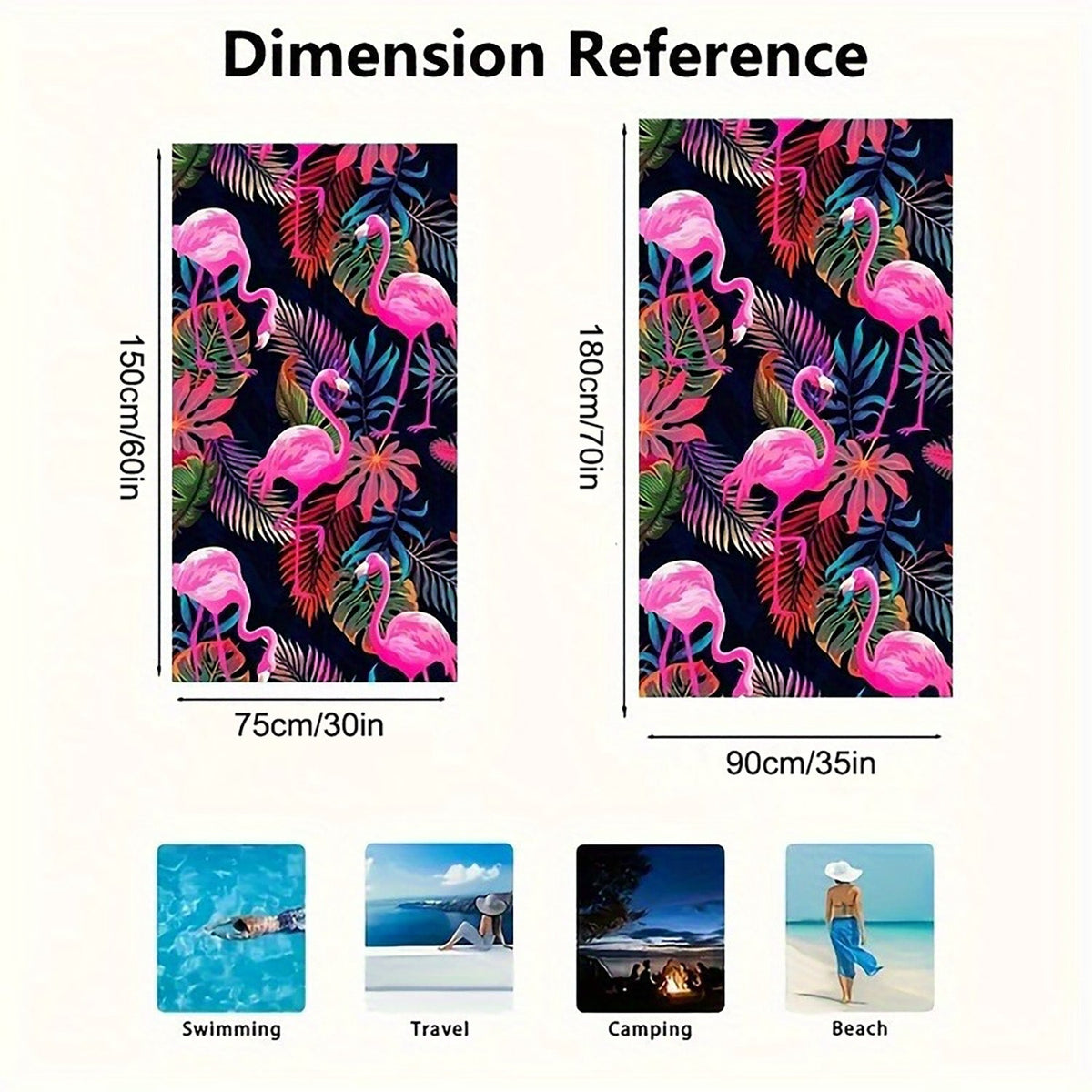 Aonana Flamingo Printed Quick-Dry Beach Towel